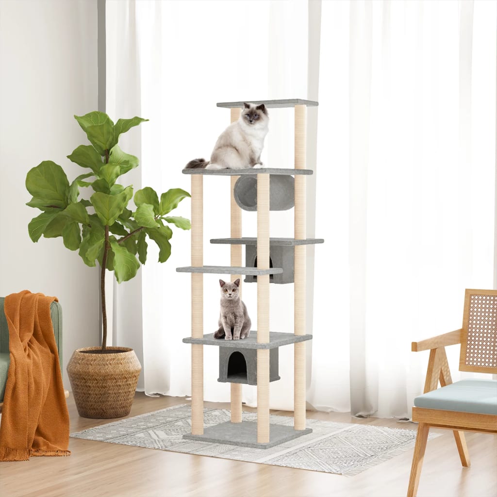vidaXL Cat Tree with Sisal Scratching Posts 169 cm Cream