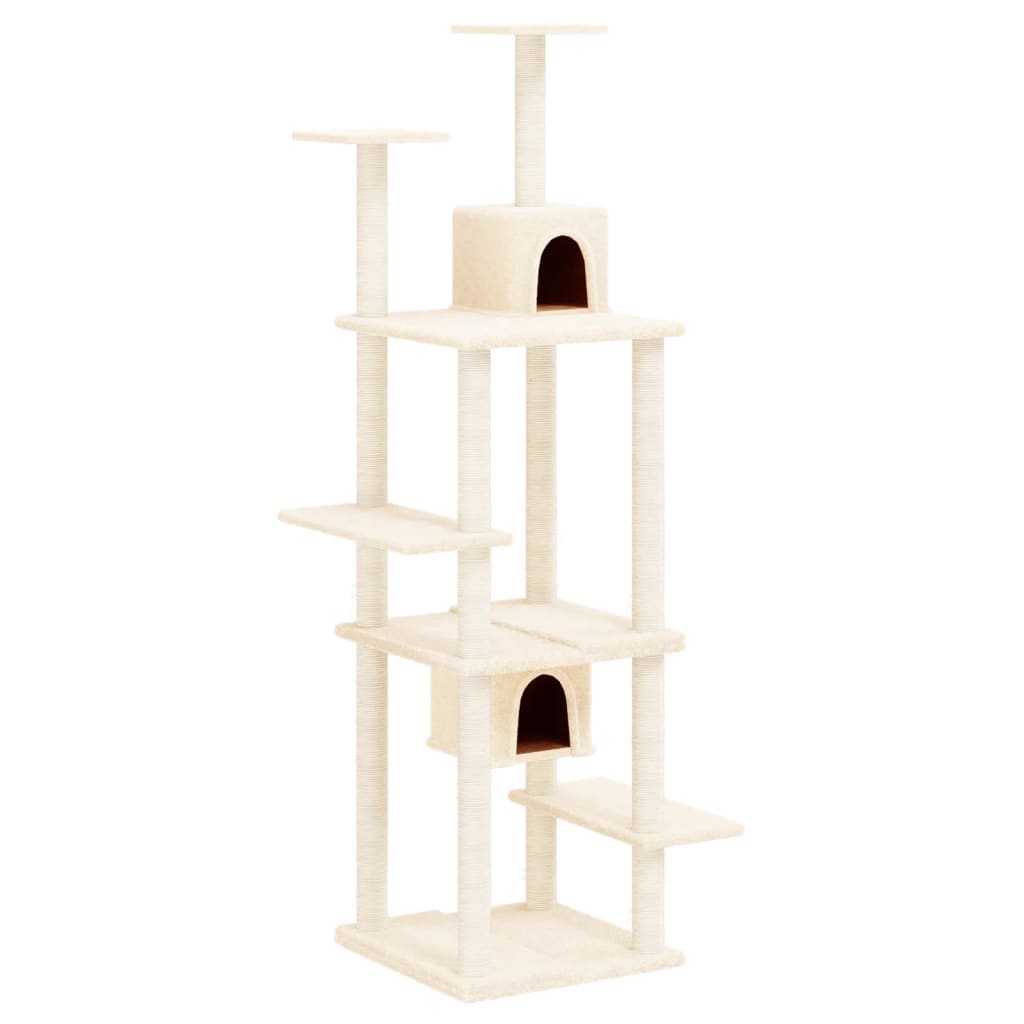 vidaXL Cat Tree with Sisal Scratching Posts 176 cm Cream