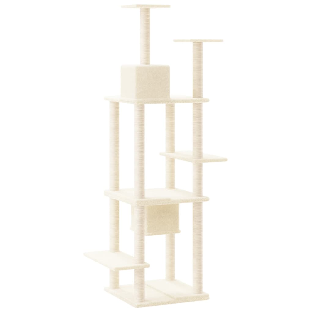 vidaXL Cat Tree with Sisal Scratching Posts 176 cm Cream