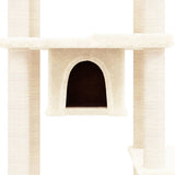 vidaXL Cat Tree with Sisal Scratching Posts 176 cm Cream