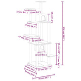 vidaXL Cat Tree with Sisal Scratching Posts 176 cm Cream