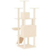 vidaXL Cat Tree with Sisal Scratching Posts 154 cm Cream
