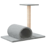 vidaXL Kattenmeubel met tunnel 60x34,5x50 cm lichtgrijs