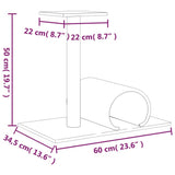 vidaXL Kattenmeubel met tunnel 60x34,5x50 cm lichtgrijs