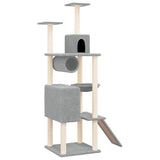 vidaXL Cat Tree with Sisal Scratching Posts 168 cm Light Grey