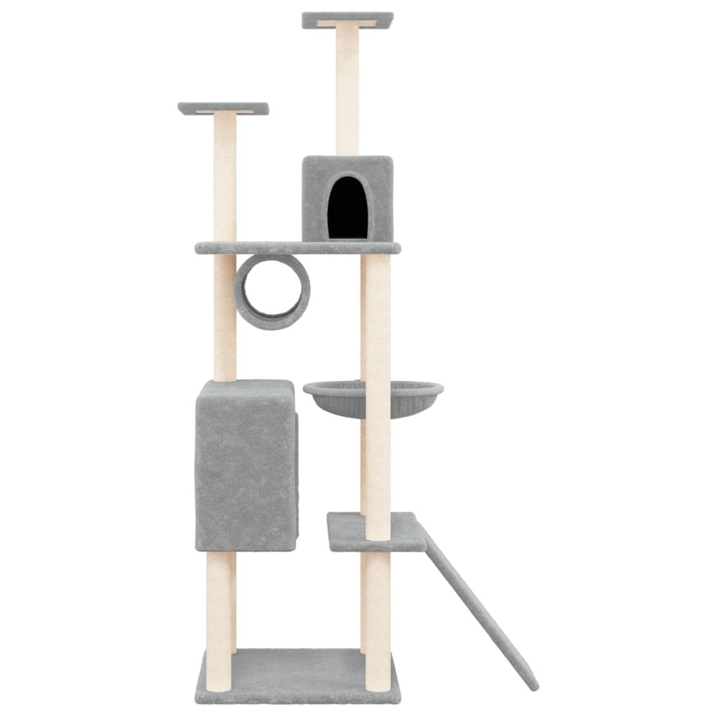 vidaXL Cat Tree with Sisal Scratching Posts 168 cm Light Grey