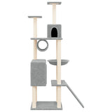 vidaXL Cat Tree with Sisal Scratching Posts 168 cm Light Grey