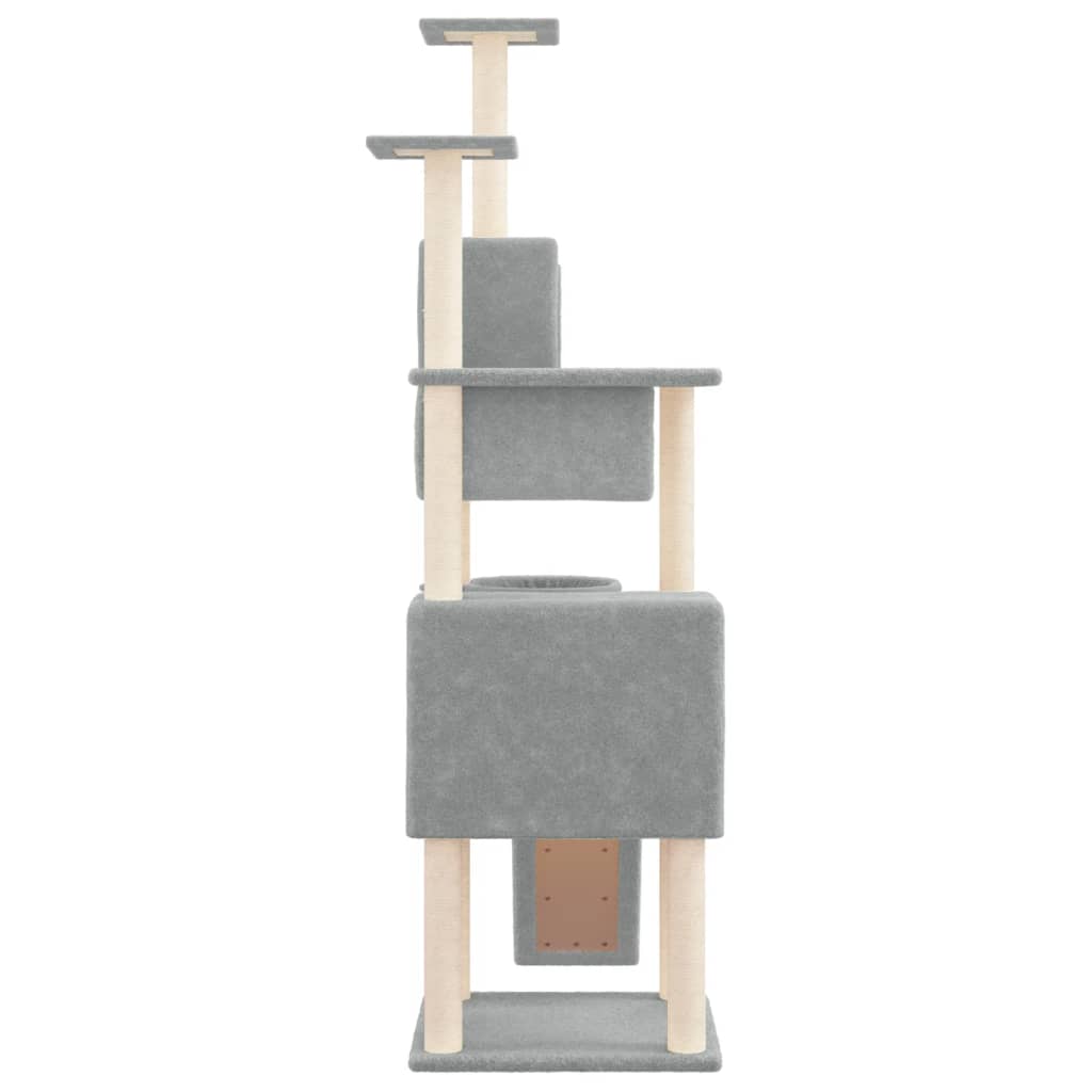 vidaXL Cat Tree with Sisal Scratching Posts 168 cm Light Grey