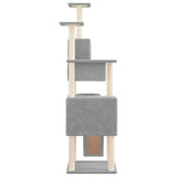 vidaXL Cat Tree with Sisal Scratching Posts 168 cm Light Grey