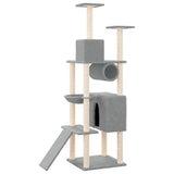 vidaXL Cat Tree with Sisal Scratching Posts 168 cm Light Grey