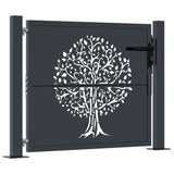 vidaXL Gate 100x75 cm with Tree Design Steel Anthracite