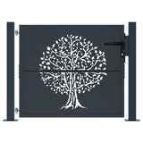 vidaXL Gate 100x75 cm with Tree Design Steel Anthracite