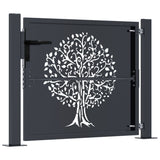 vidaXL Gate 100x75 cm with Tree Design Steel Anthracite
