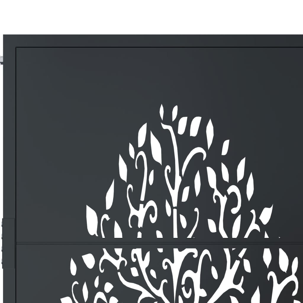 vidaXL Gate 100x75 cm with Tree Design Steel Anthracite