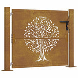 vidaXL Gate 100x75 cm Tree Design Corten Steel