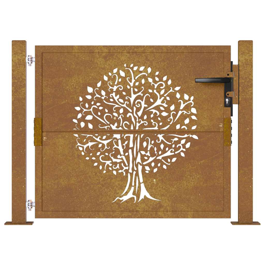 vidaXL Gate 100x75 cm Tree Design Corten Steel