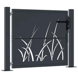 vidaXL Gate with Grass Design 100x75 cm Steel Anthracite