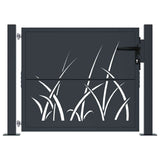 vidaXL Gate with Grass Design 100x75 cm Steel Anthracite