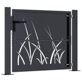 vidaXL Gate with Grass Design 100x75 cm Steel Anthracite