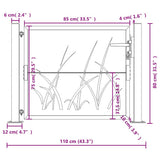 vidaXL Gate with Grass Design 100x75 cm Steel Anthracite
