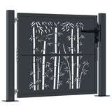 vidaXL Poort met bamboe-ontwerp 100x75 cm staal antracietkleurig