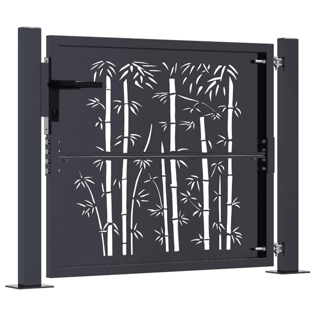 vidaXL Poort met bamboe-ontwerp 100x75 cm staal antracietkleurig