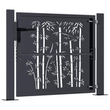 vidaXL Poort met bamboe-ontwerp 100x75 cm staal antracietkleurig