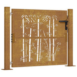 vidaXL Bamboo Design Gate 100x75 cm Corten Steel