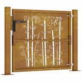 vidaXL Bamboo Design Gate 100x75 cm Corten Steel