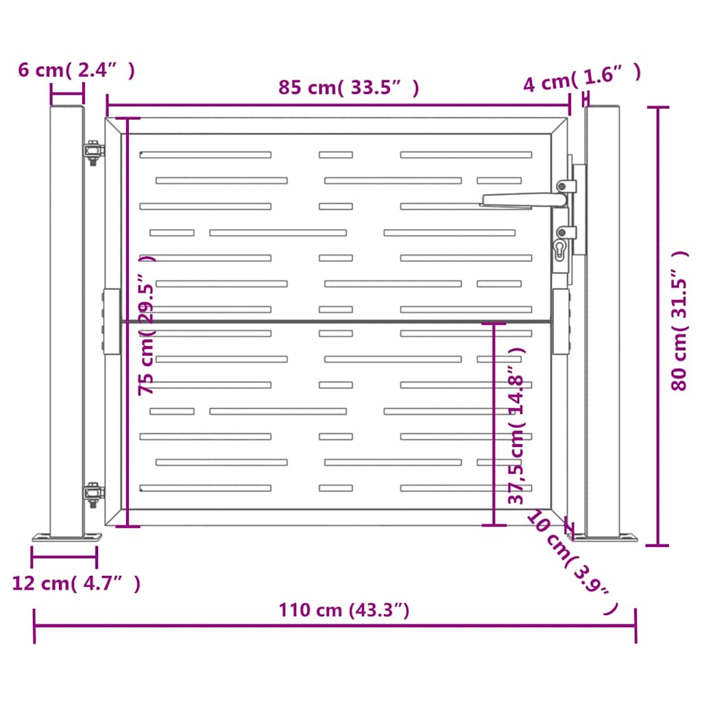vidaXL Poort 100x75 cm met vierkantontwerp staal antracietkleurig