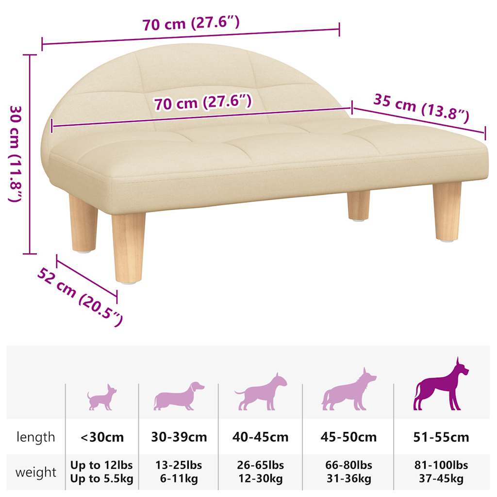 vidaXL Dog Bed 70x52x30 cm Fabric Cream