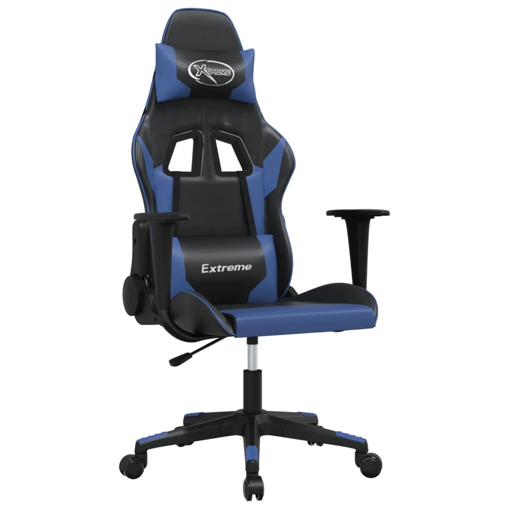 vidaXL Gamestoel kunstleer zwart en blauw