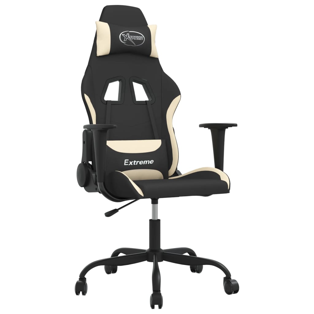 vidaXL Gamestoel stof zwart en crème