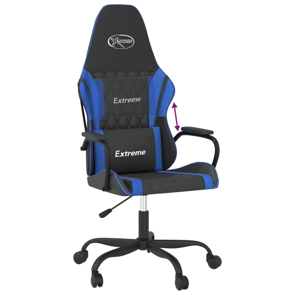 vidaXL Gamestoel kunstleer zwart en blauw