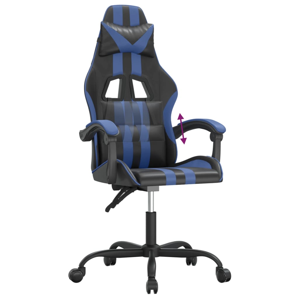 vidaXL Gamestoel kunstleer zwart en blauw