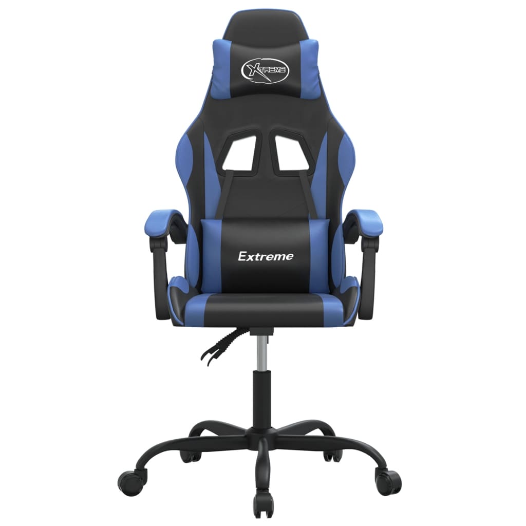 vidaXL Gamestoel kunstleer zwart en blauw