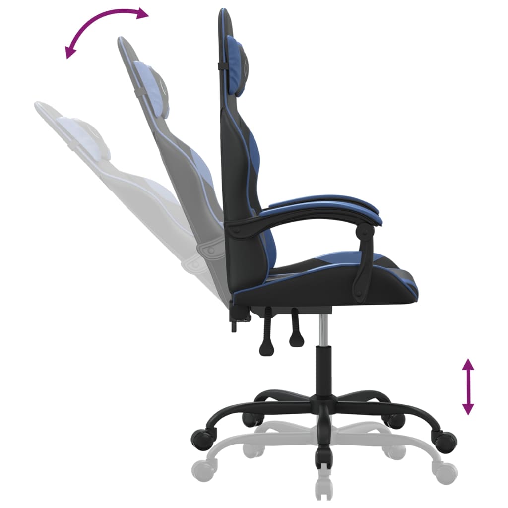 vidaXL Gamestoel kunstleer zwart en blauw