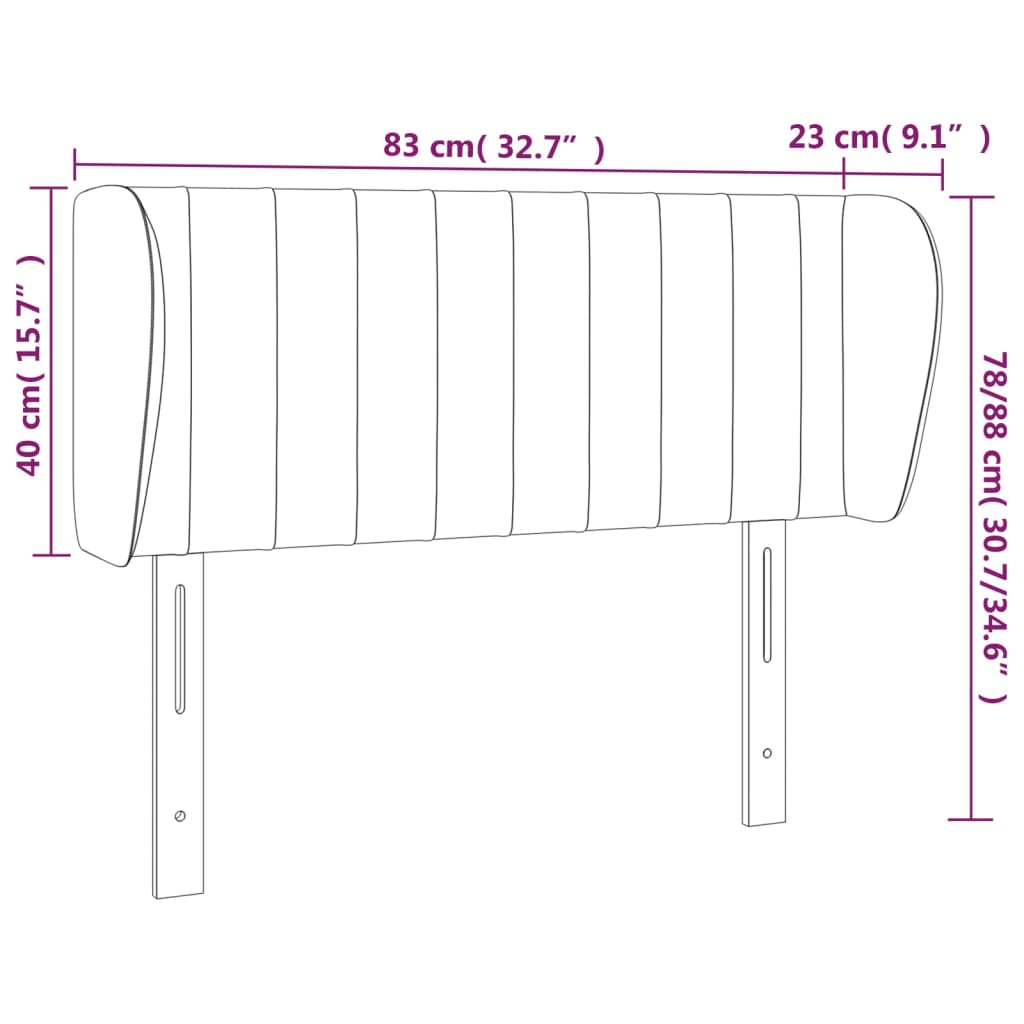 vidaXL Hoofdbord met randen 83x23x78/88 cm fluweel lichtgrijs