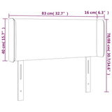 vidaXL Headboard with Edges 83x16x78/88 cm Velvet Light Gray