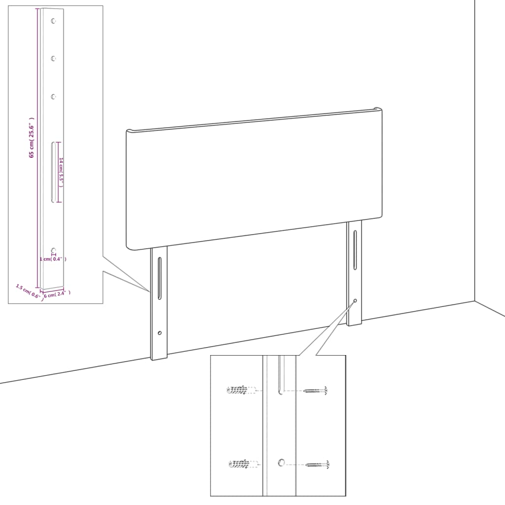 vidaXL Hoofdbord met randen 83x16x78/88 cm fluweel lichtgrijs