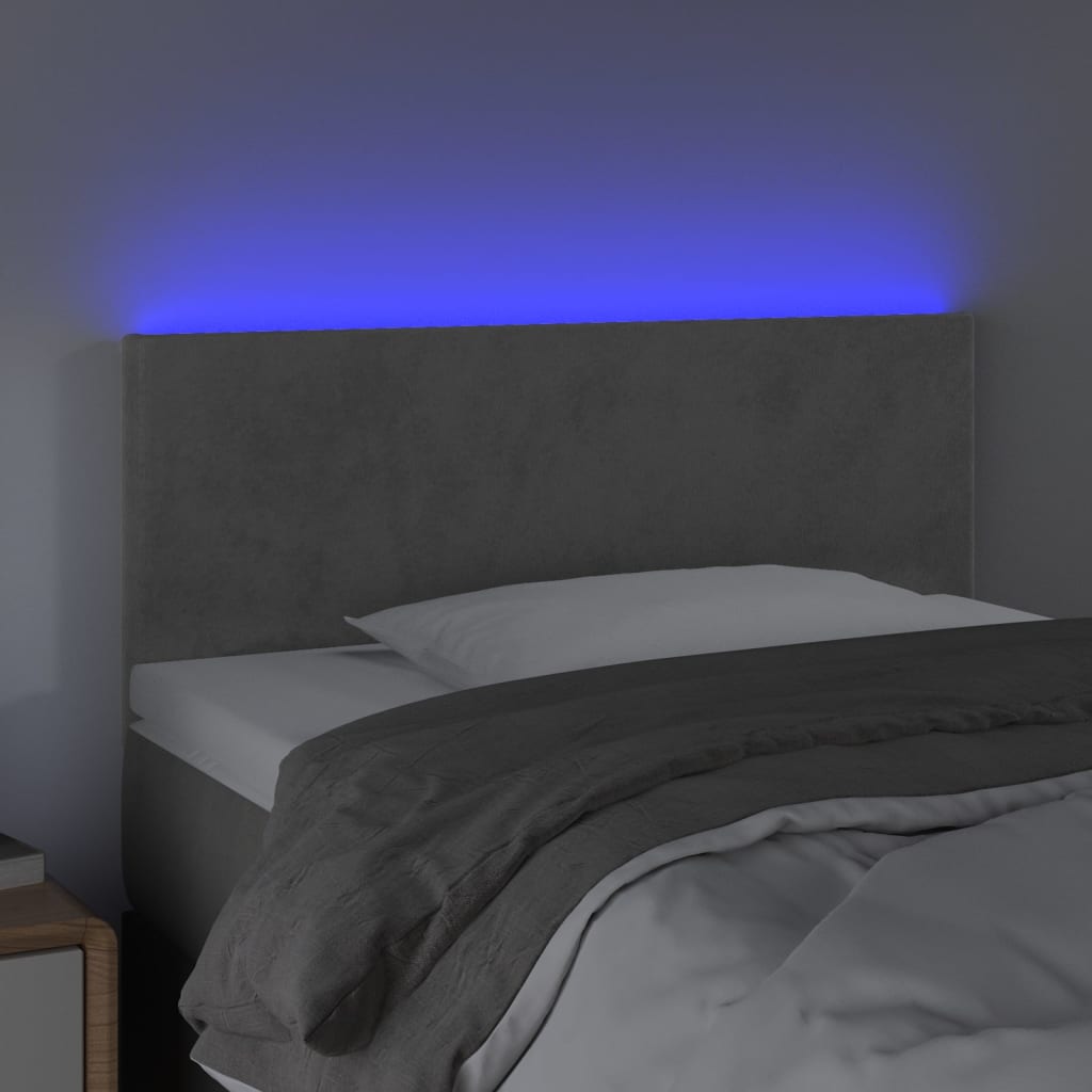 vidaXL Hoofdbord LED 80x5x78/88 cm fluweel lichtgrijs
