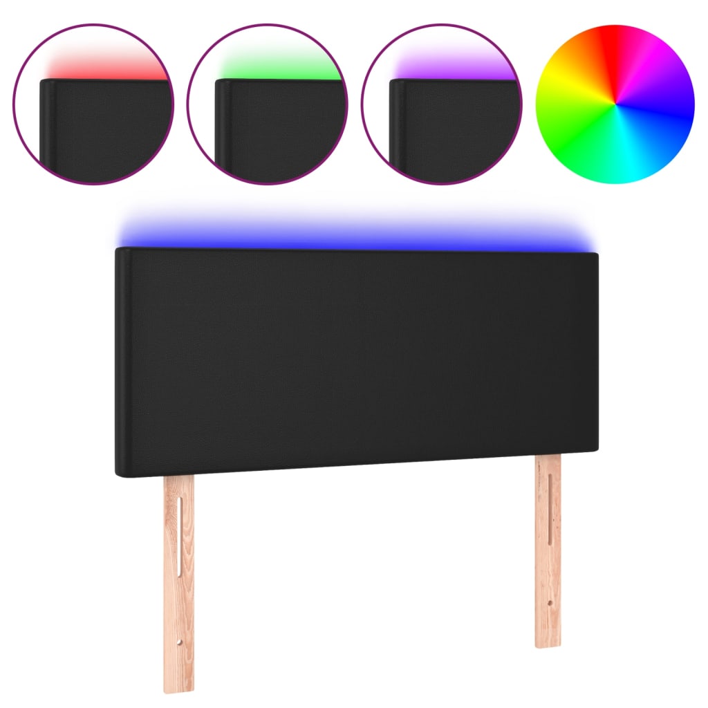 vidaXL Headboard LED 80x5x78/88 cm faux leather black