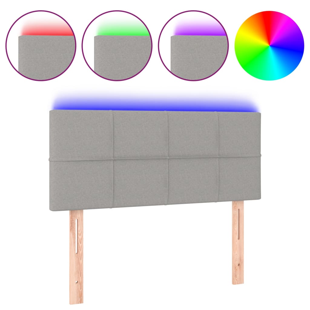 vidaXL Hoofdbord LED 80x5x78/88 cm stof lichtgrijs