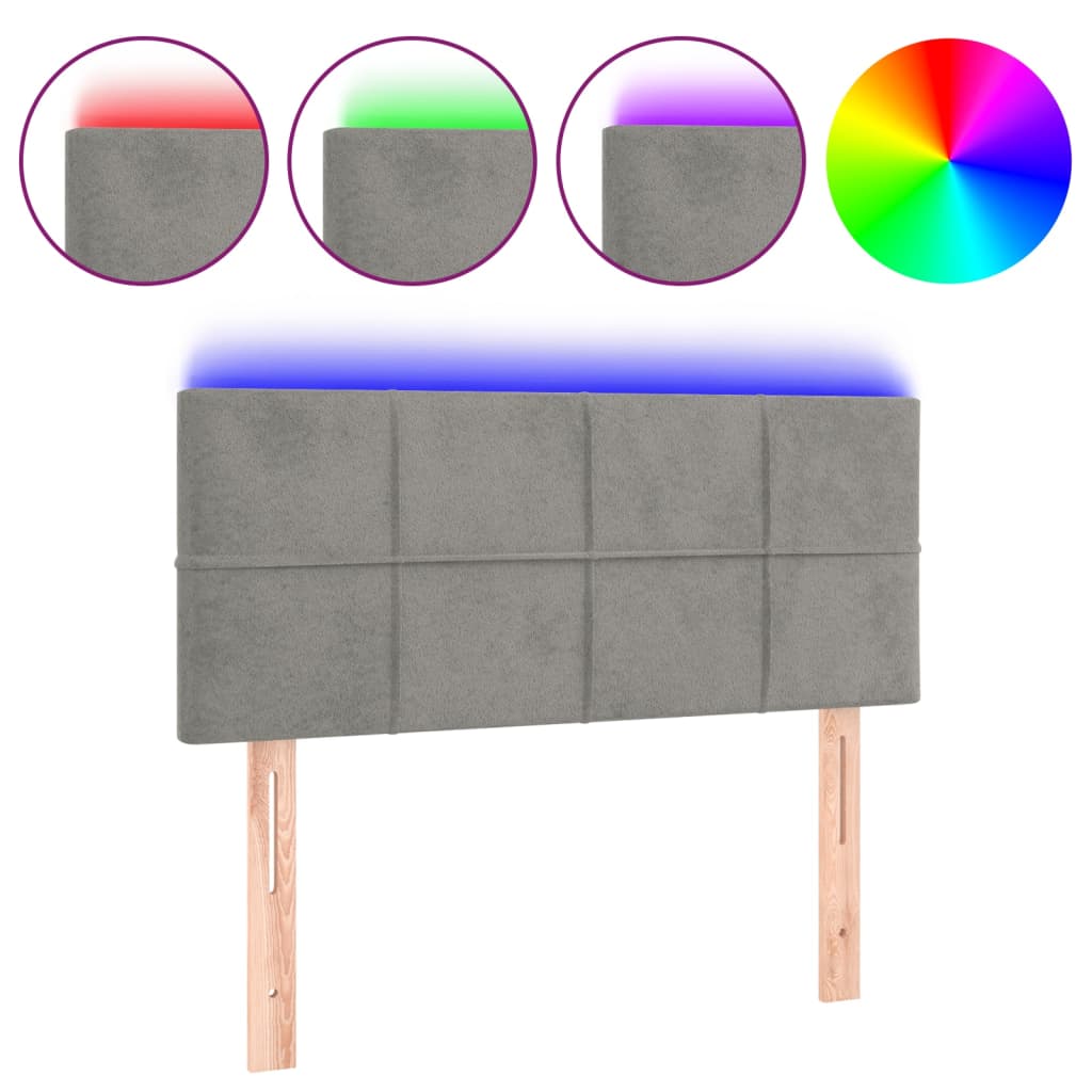 vidaXL Hoofdbord LED 80x5x78/88 cm fluweel lichtgrijs