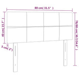 vidaXL Hoofdbord LED 80x5x78/88 cm fluweel lichtgrijs