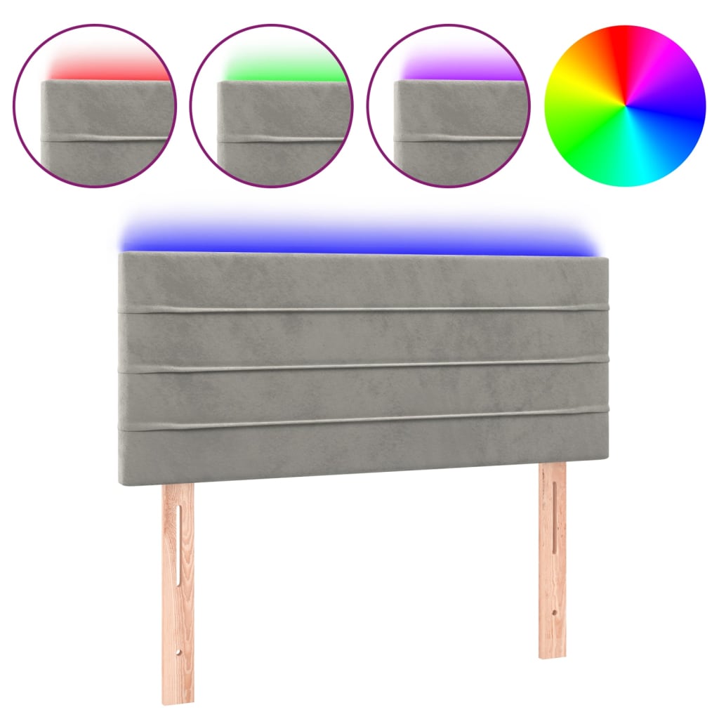 vidaXL Headboard LED 80x5x78/88 cm velvet light grey