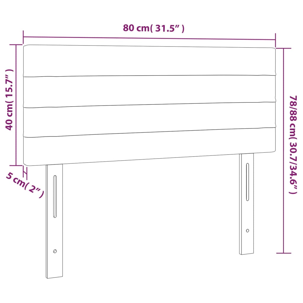 vidaXL Headboard LED 80x5x78/88 cm velvet light grey