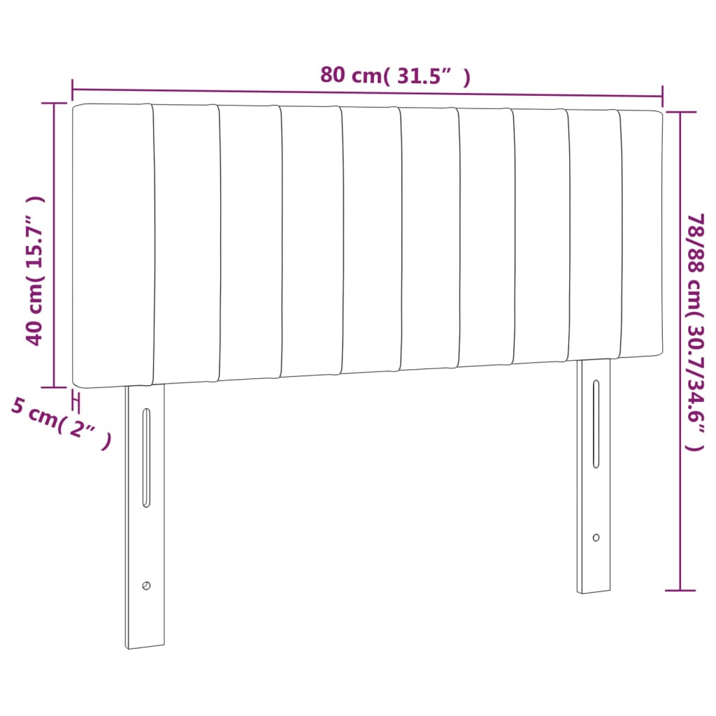vidaXL LED Headboard 80x5x78/88 cm Velvet Light Grey
