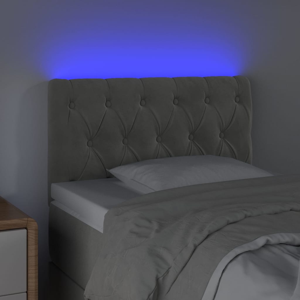 vidaXL Hoofdbord LED 80x7x78/88 cm fluweel lichtgrijs