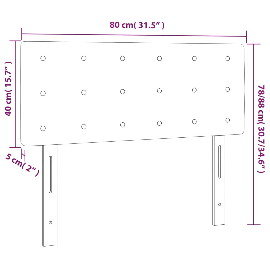vidaXL Hoofdbord LED 80x5x78/88 cm fluweel lichtgrijs
